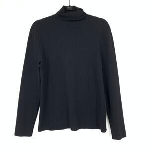 Chicos Turtleneck Fitted Sweater Womens Size 2 US Large Black Long Sleeve